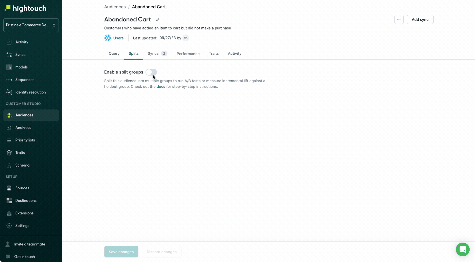Animation of using splits to create a test