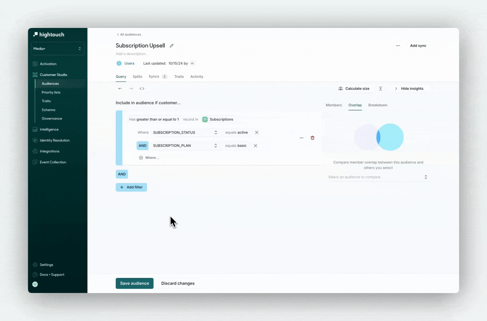 Hightouch's Visual Audience Builder