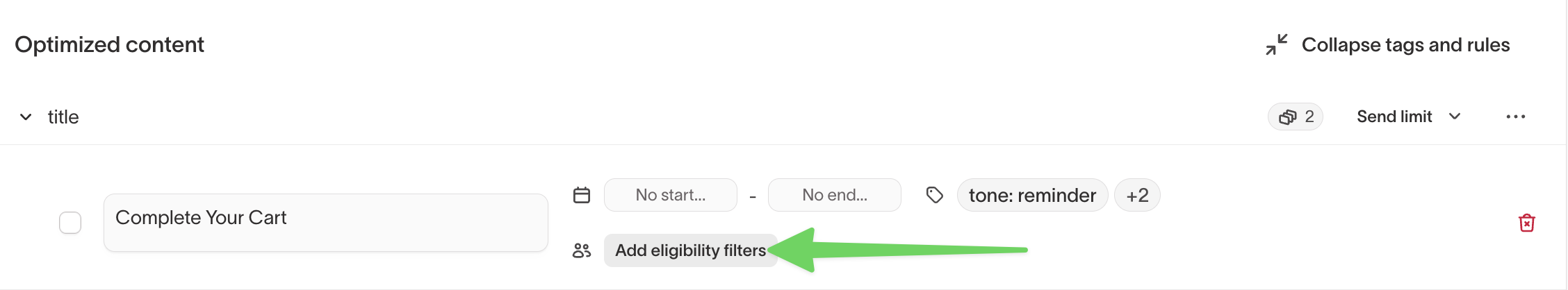 Eligibility filters