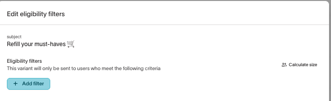 Audience eligibility at the individual variant option level (continued)