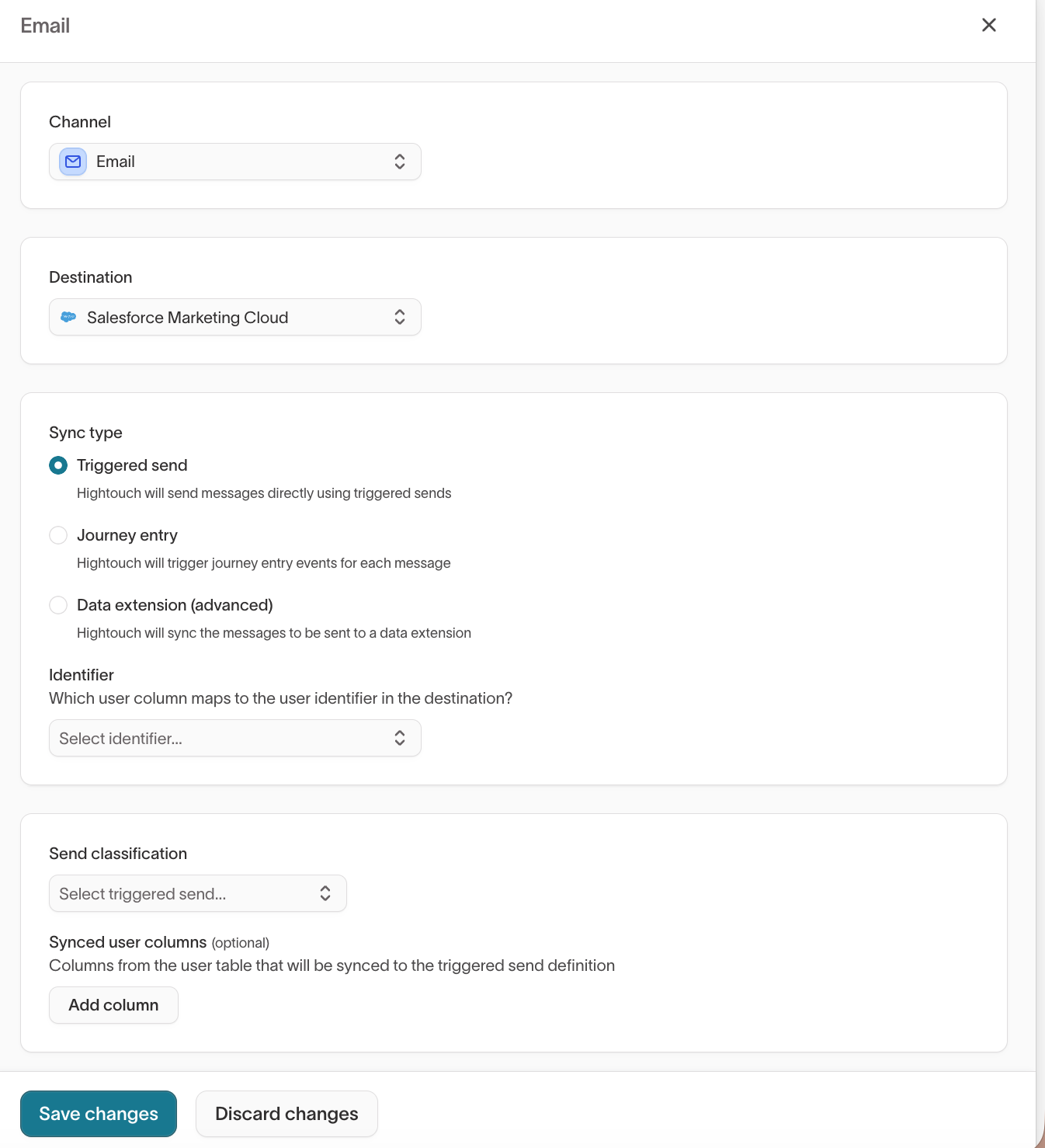 Email channel - Triggered Send