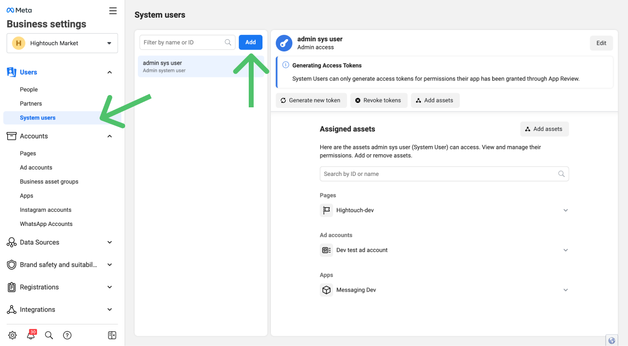 System user creation in Meta