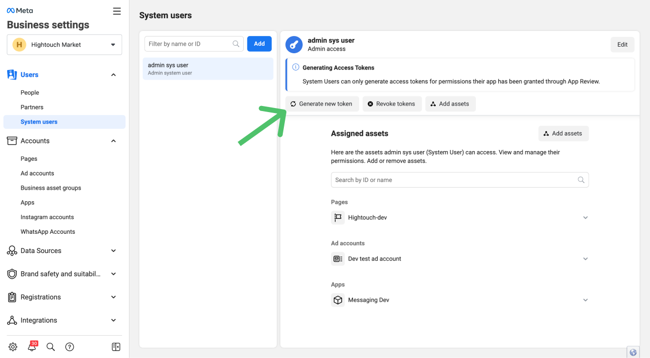 System user creation in Meta