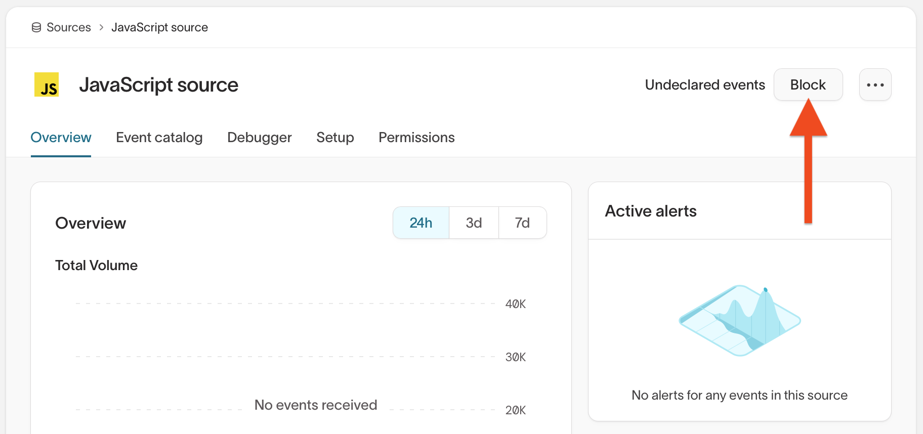 Undeclared events button