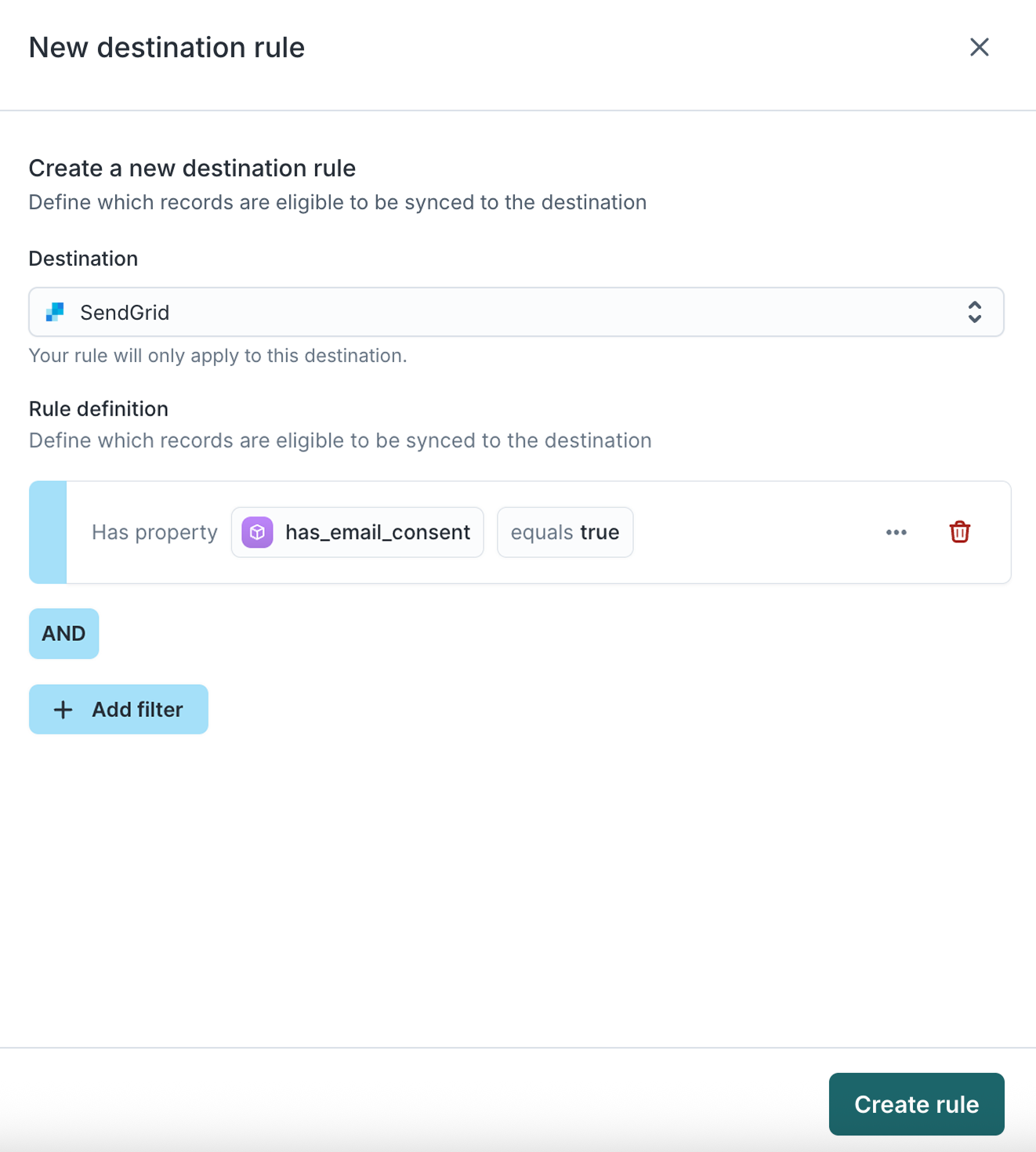 Defining a destination rule