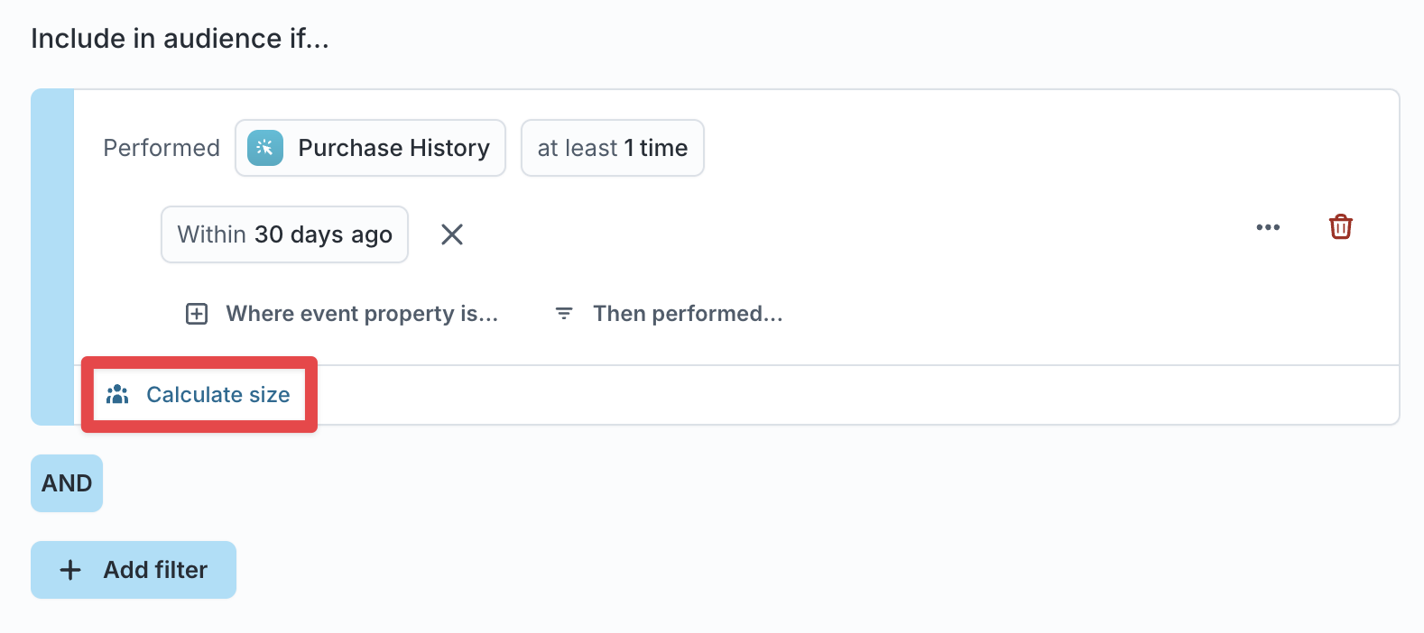 Previewing filter group counts in Hightouch