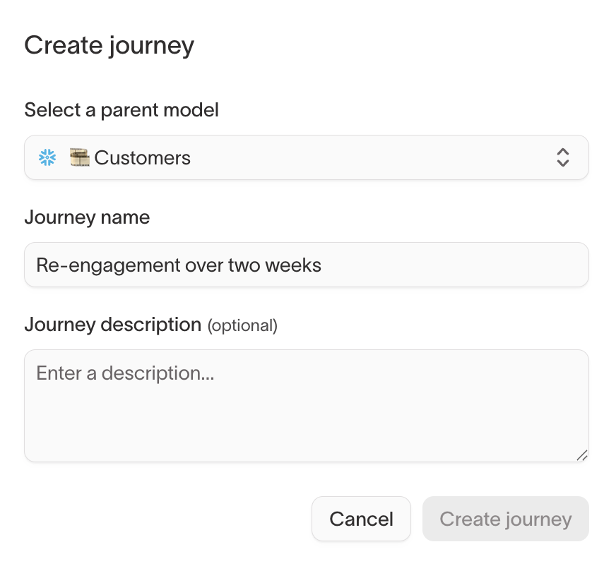 Create journey modal