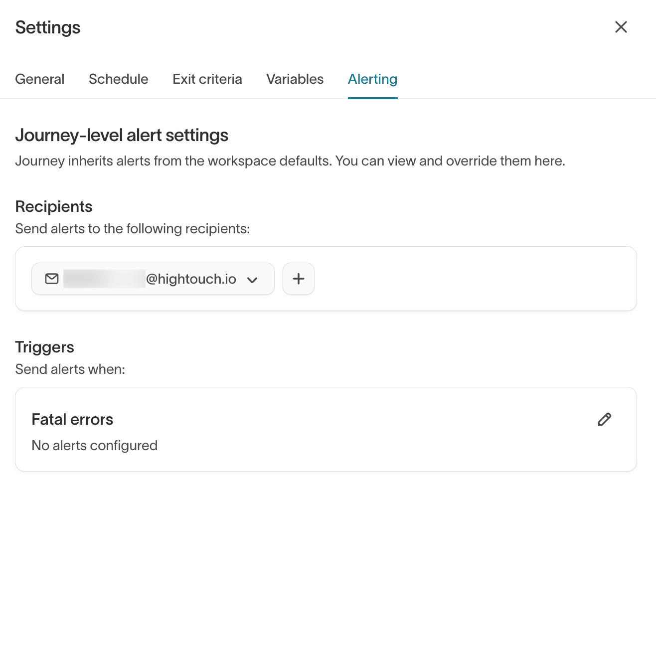 Journey alerting settings