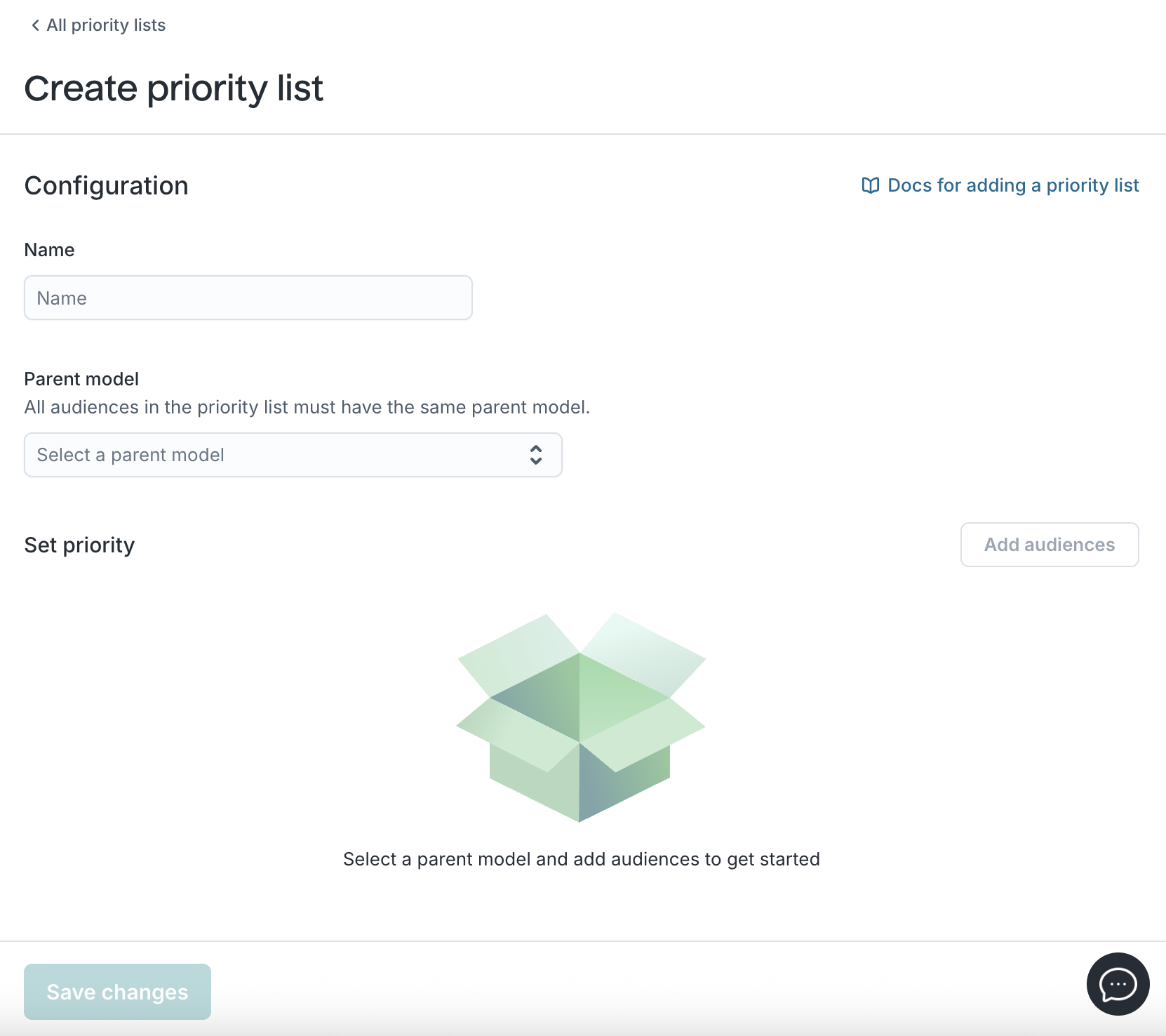Configure priority list