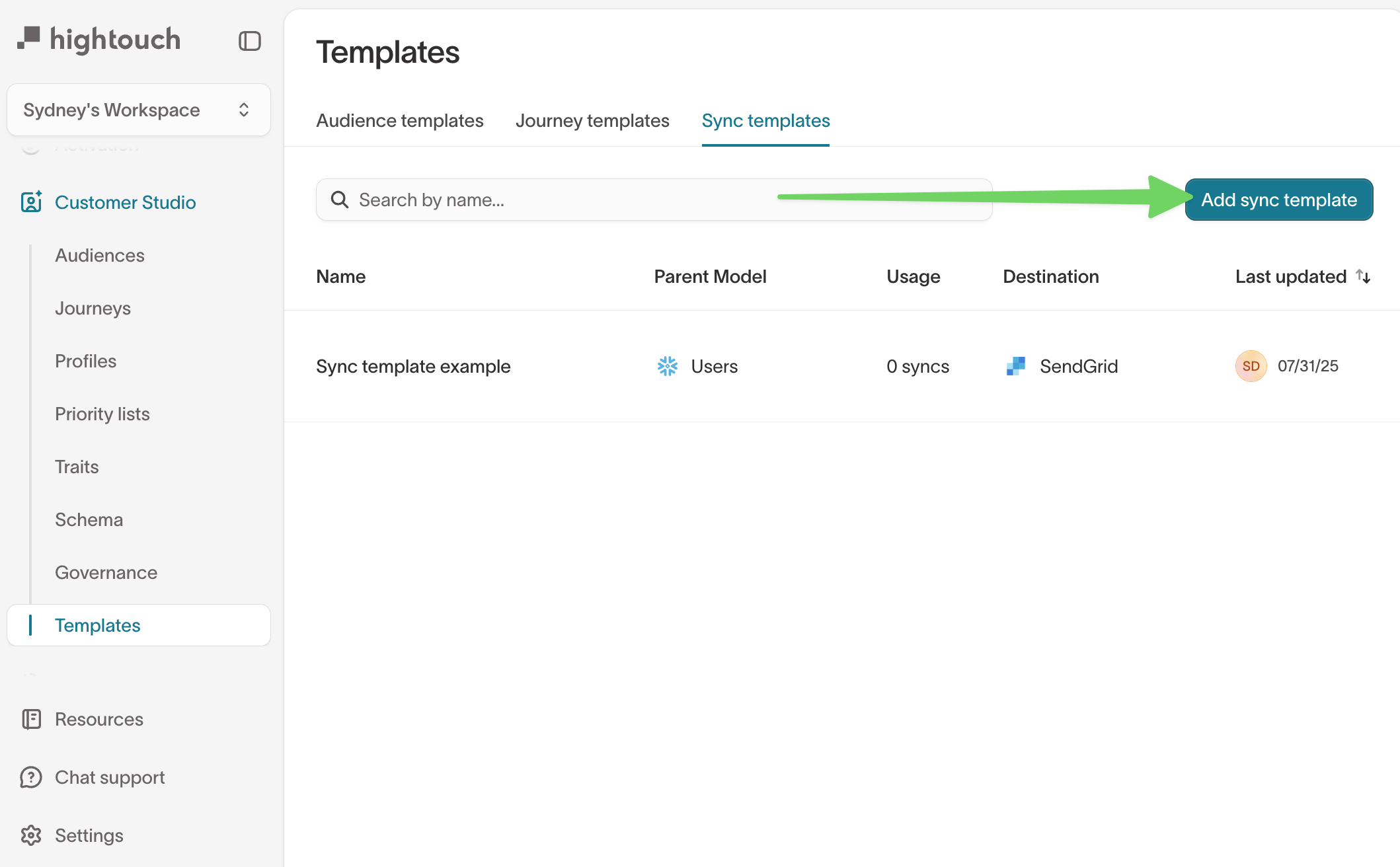 Add sync template