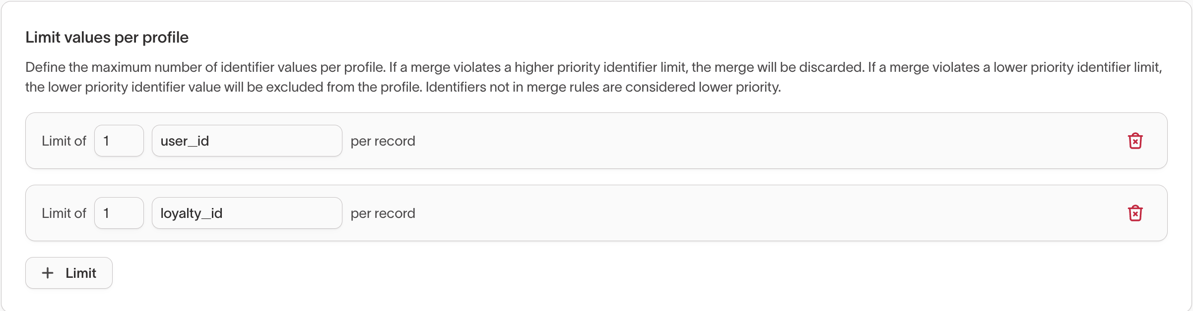 Limit rules