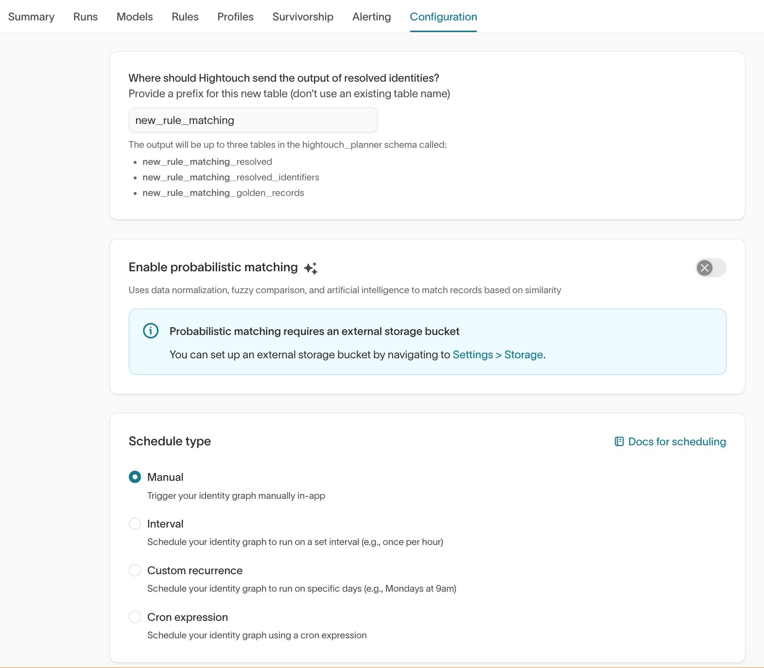 Configuration tab