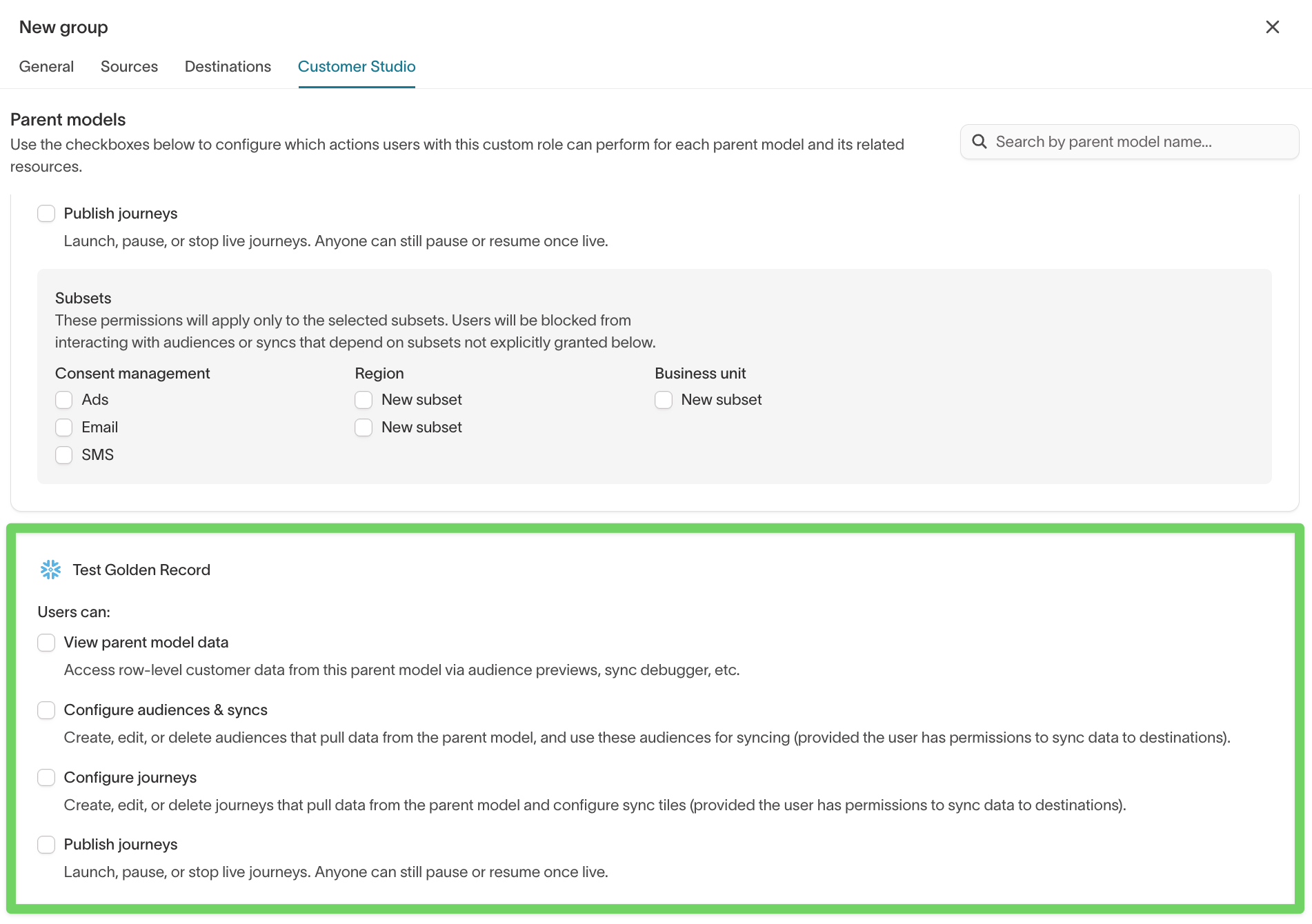 Organization settings page showing Customer Studio section
